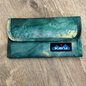 KAVU Teal and Yellow Tie-Dye Wallet